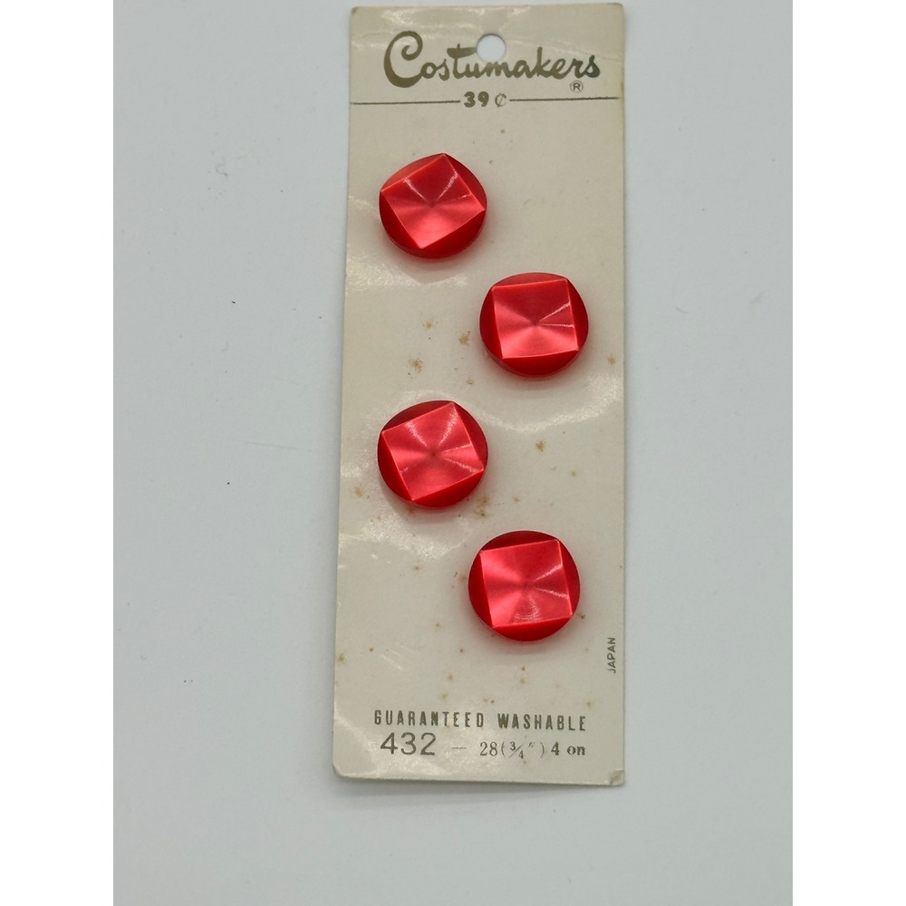 Costumakers Buttons Sewing Notions Vintage Red 3/4 inch